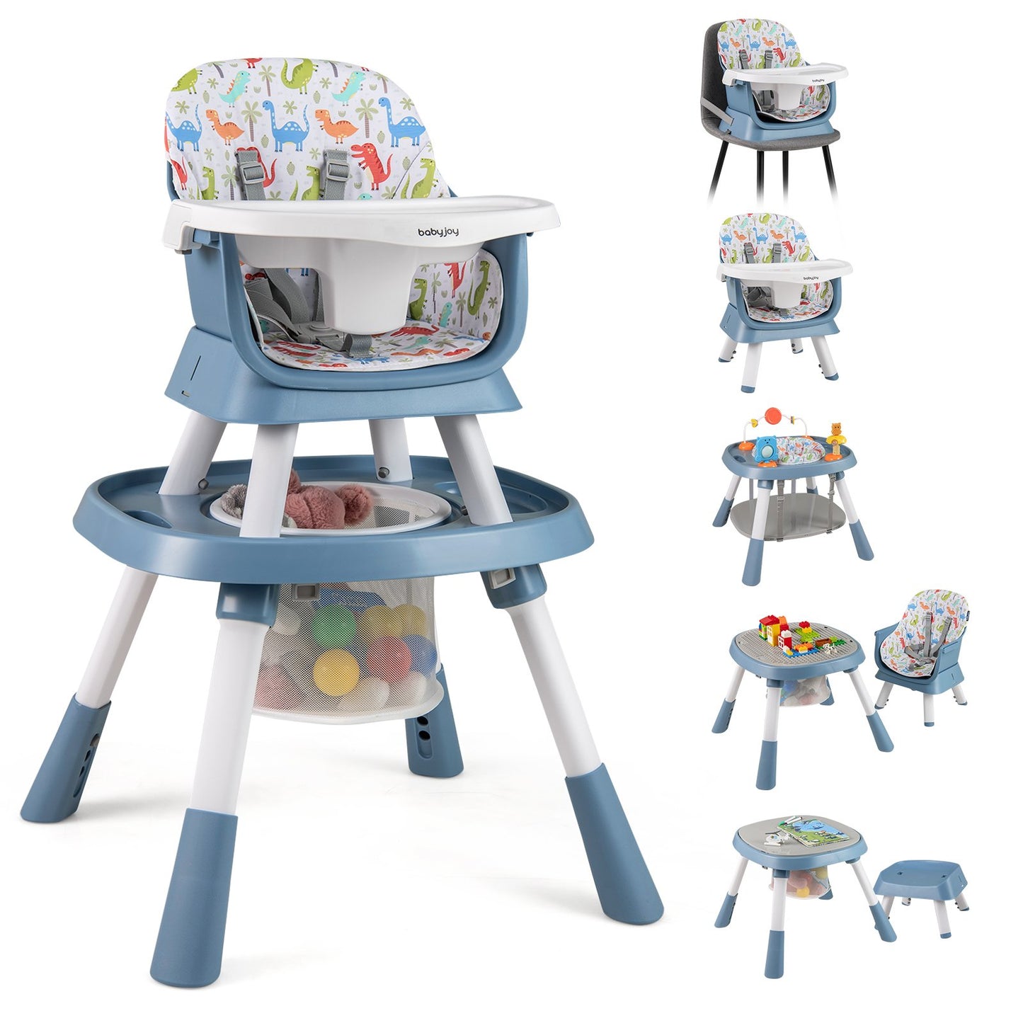 16-in-1 Baby High Chair with Activity Center and Booster Seat for Babies and Toddlers-Grey