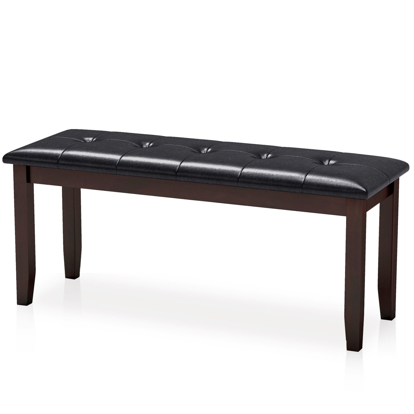 45.5" PU Leather Upholstered Bench with Soft Padded Seat and Strong Rubber Wood Legs-Brown