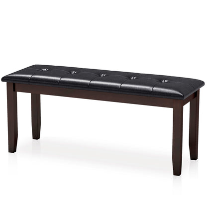 45.5" PU Leather Upholstered Bench with Soft Padded Seat and Strong Rubber Wood Legs-Brown