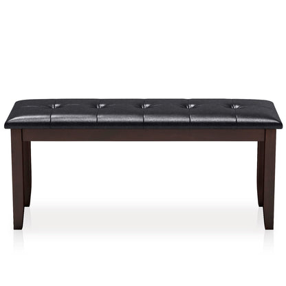 45.5" PU Leather Upholstered Bench with Soft Padded Seat and Strong Rubber Wood Legs-Brown