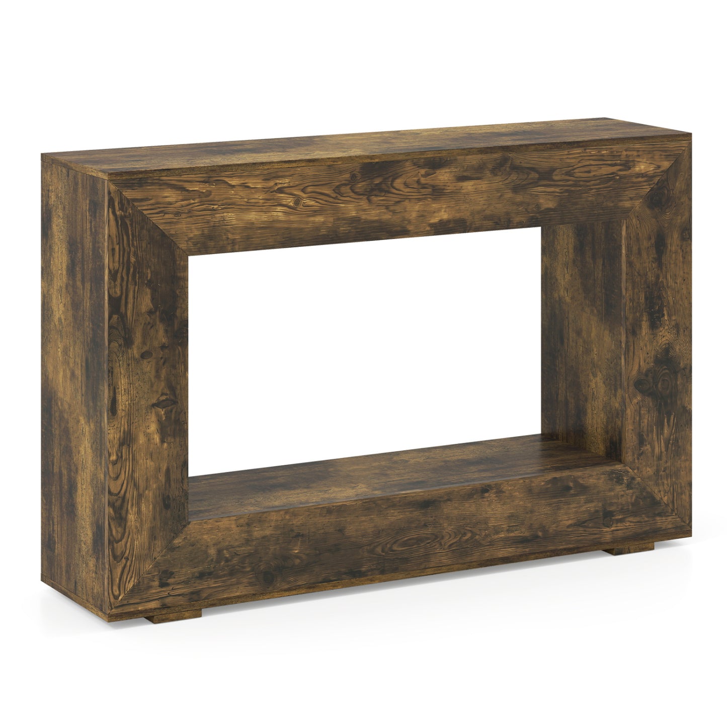 47" 2-Tier Farmhouse Console Table with Open Storage Shelf for Living Room-Natural