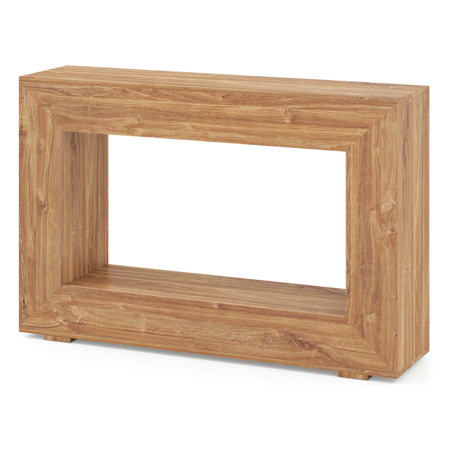 47" 2-Tier Farmhouse Console Table with Open Storage Shelf for Living Room-Natural