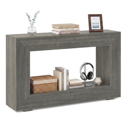 47" 2-Tier Farmhouse Console Table with Open Storage Shelf for Living Room-Natural