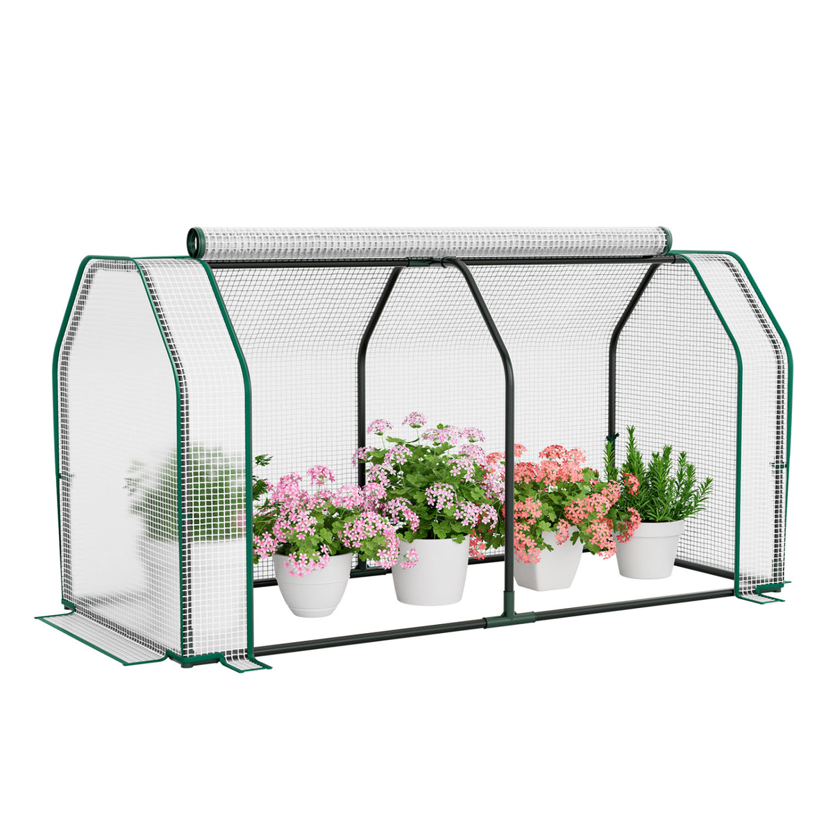 Outdoor portable mini greenhouse with PE cover and zippered door, ideal for vegetable gardening, by Wilsons Home Store.