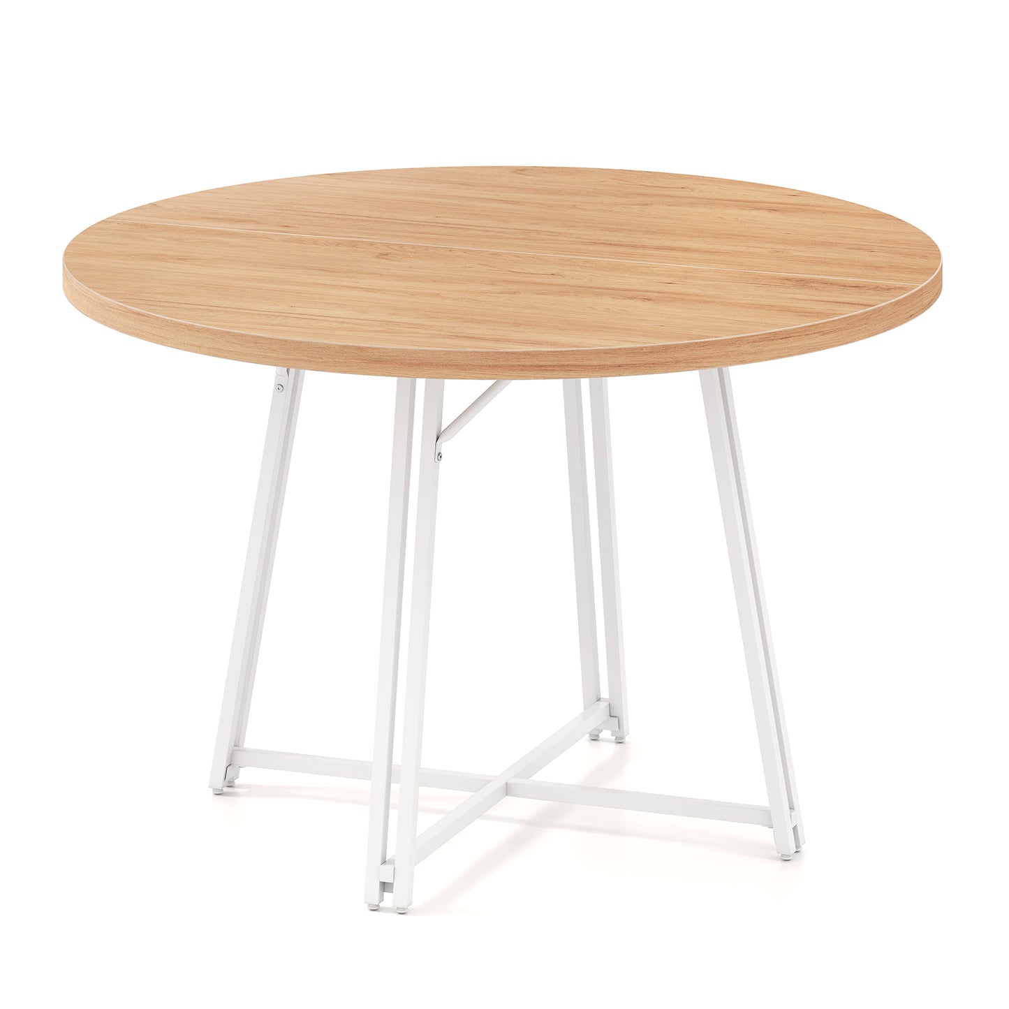 47 Inch Dining Table for 4-6 People Round Kitchen Table with Cross Base-Black