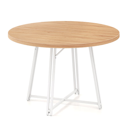 47 Inch Dining Table for 4-6 People Round Kitchen Table with Cross Base-Black