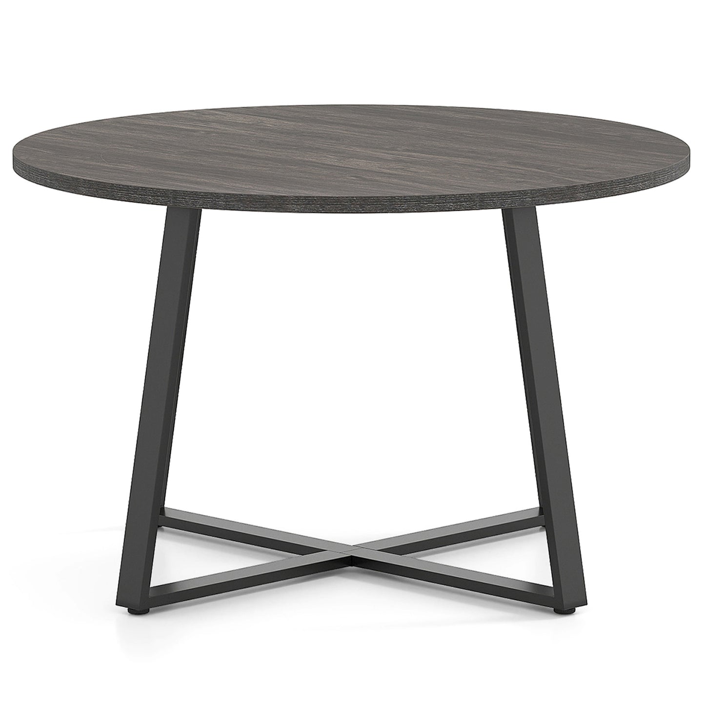 47 Inch Round Dining Table with Stable X-shaped Base and Round Thickened Tabletop-Grey
