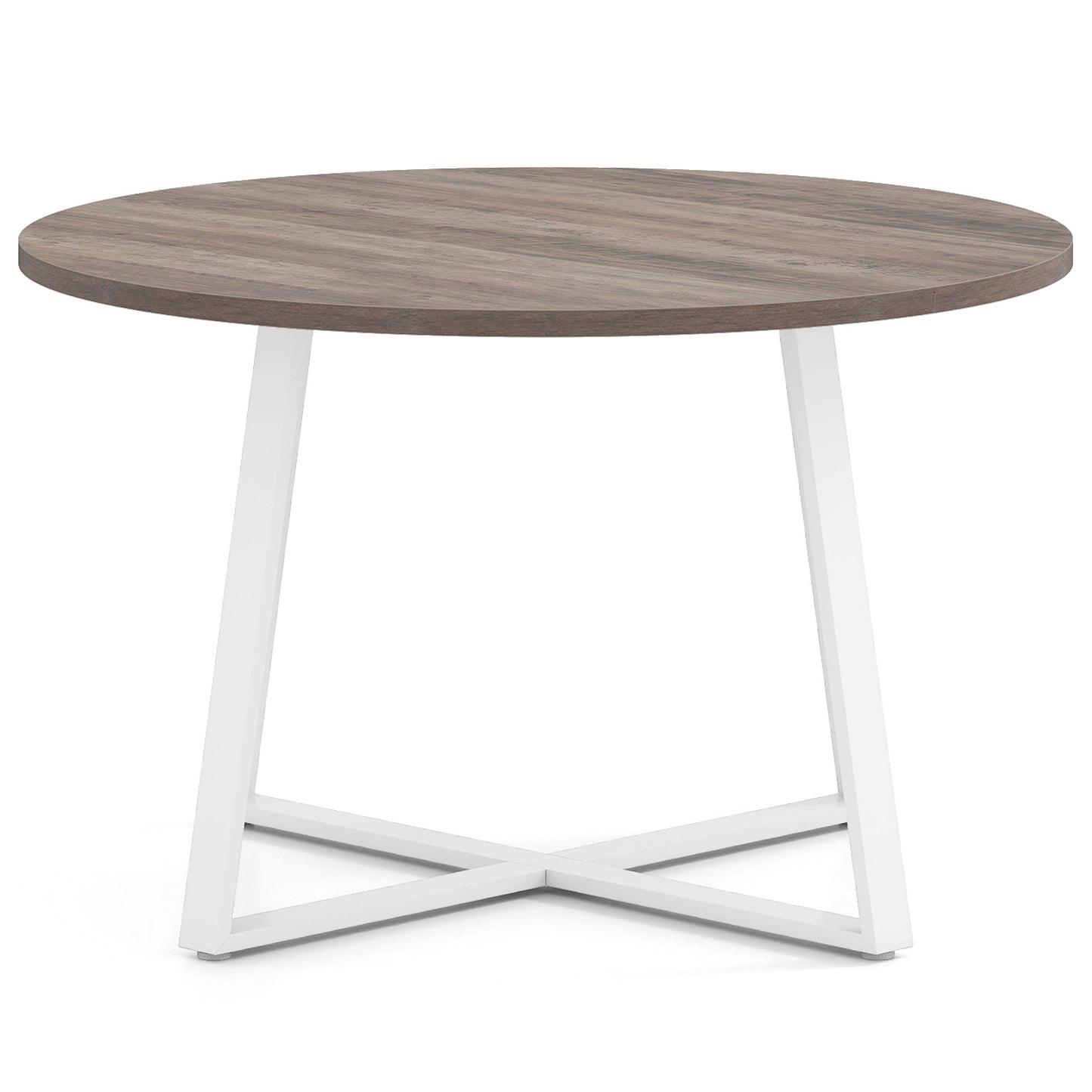 47 Inch Round Dining Table with Stable X-shaped Base and Round Thickened Tabletop-Grey