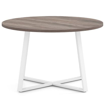 47 Inch Round Dining Table with Stable X-shaped Base and Round Thickened Tabletop-Grey