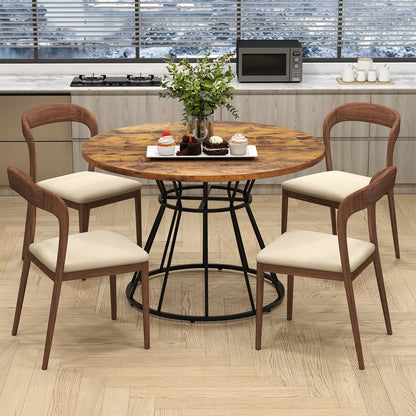 47 Inches Round Dining Table for 4 Farmhouse Kitchen Table with Wooden Tabletop-Black