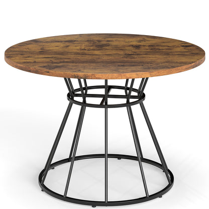 47 Inches Round Dining Table for 4 Farmhouse Kitchen Table with Wooden Tabletop-Black