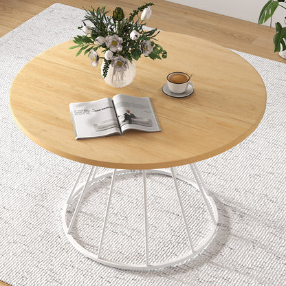 47 Inches Round Dining Table for 4 Farmhouse Kitchen Table with Wooden Tabletop-Black