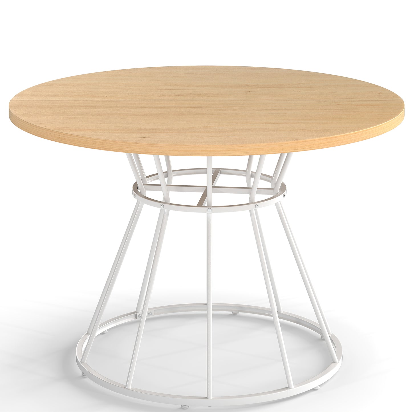 47 Inches Round Dining Table for 4 Farmhouse Kitchen Table with Wooden Tabletop-Black