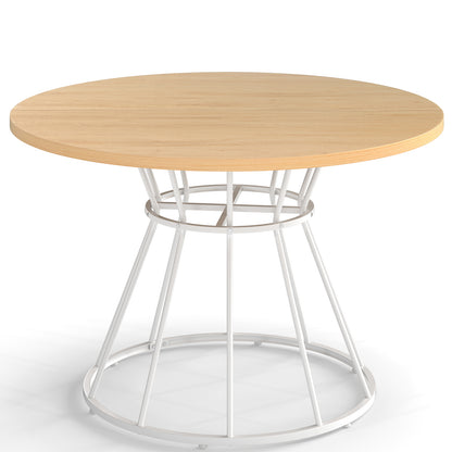 47 Inches Round Dining Table for 4 Farmhouse Kitchen Table with Wooden Tabletop-Black