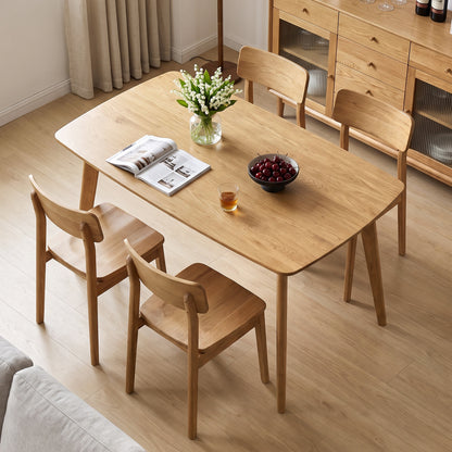 47" Solid Wood Dining Table for 4 People with Rounded Edges-Natural
