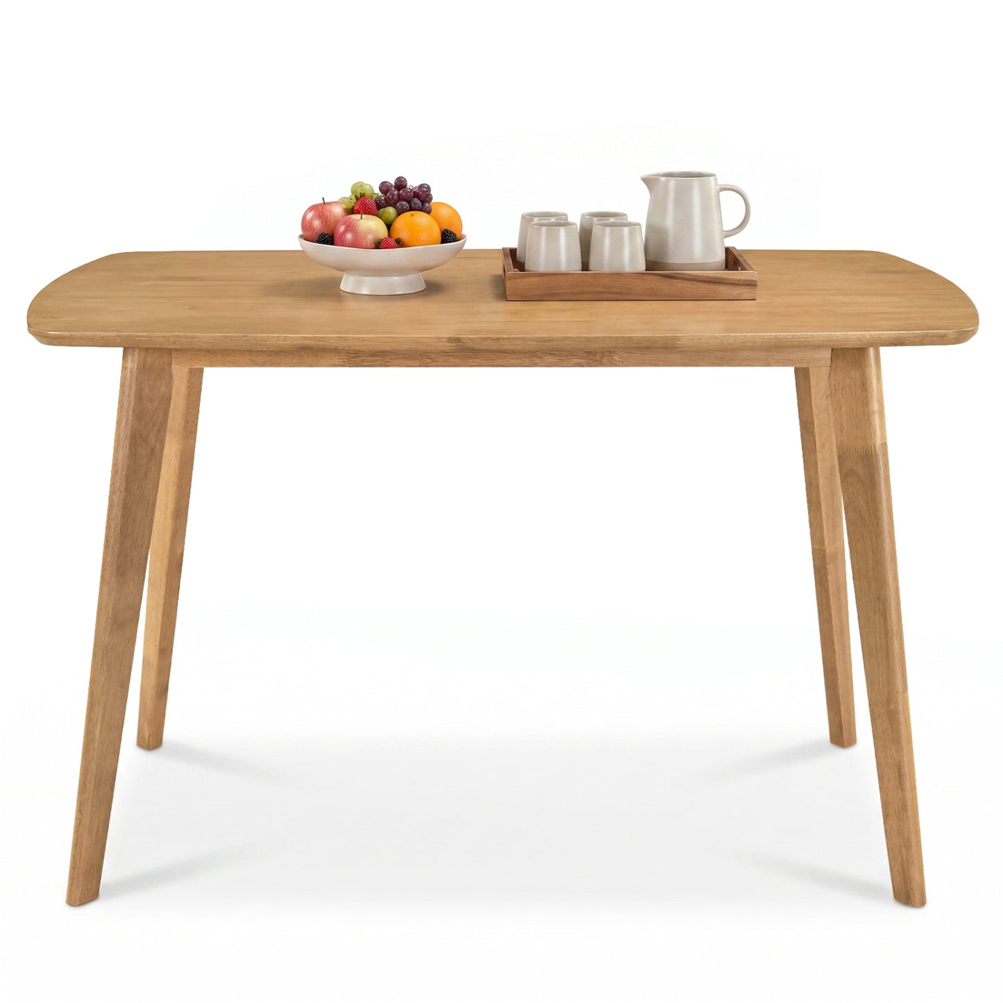 47" Solid Wood Dining Table for 4 People with Rounded Edges-Natural