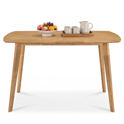 47" Solid Wood Dining Table for 4 People with Rounded Edges-Natural