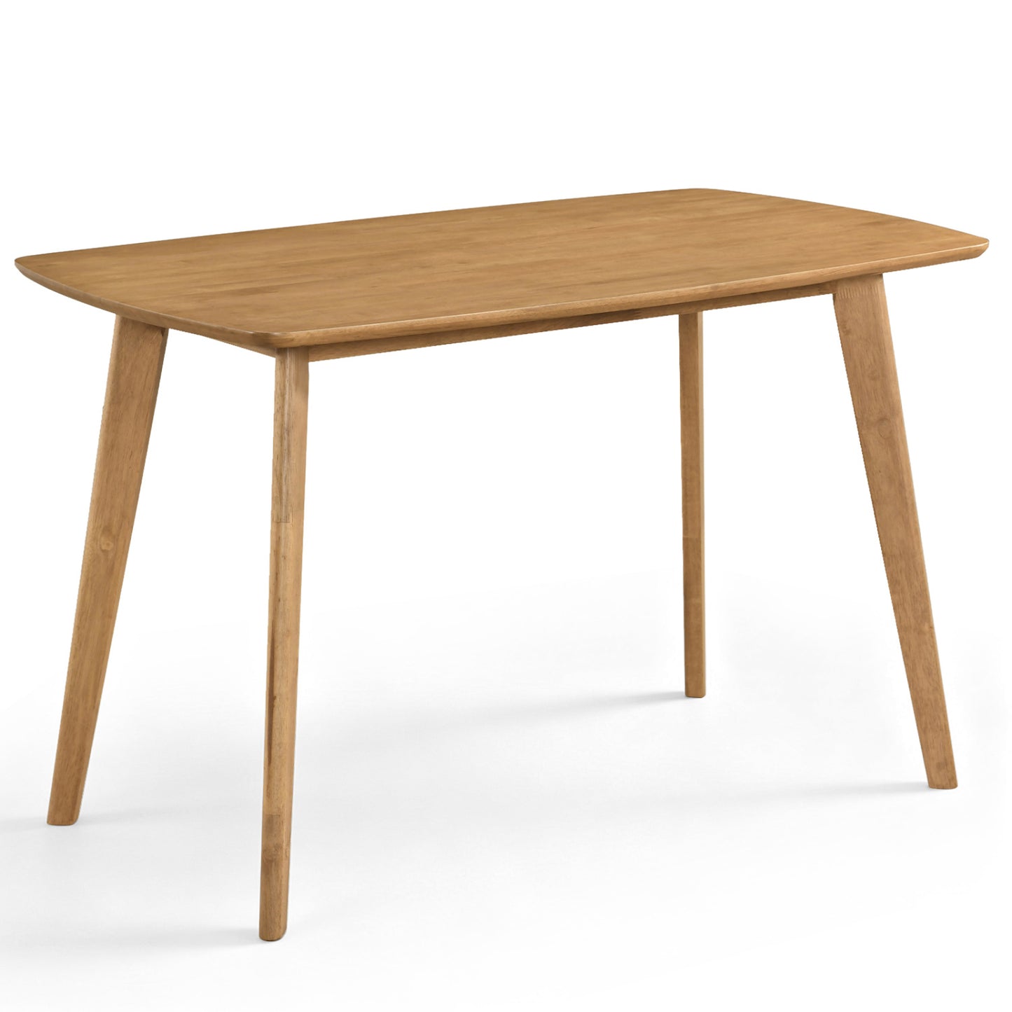 47" Solid Wood Dining Table for 4 People with Rounded Edges-Natural