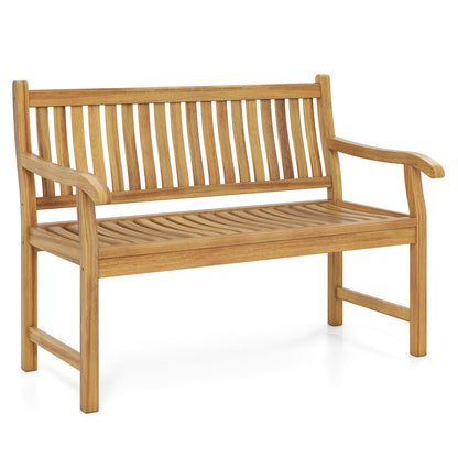 47" Teak Wood Outdoor Garden Bench 800 lbs Capacity