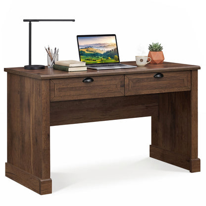 48" Farmhouse Executive Desk with 2 Drawers for Studying and Writing-Brown