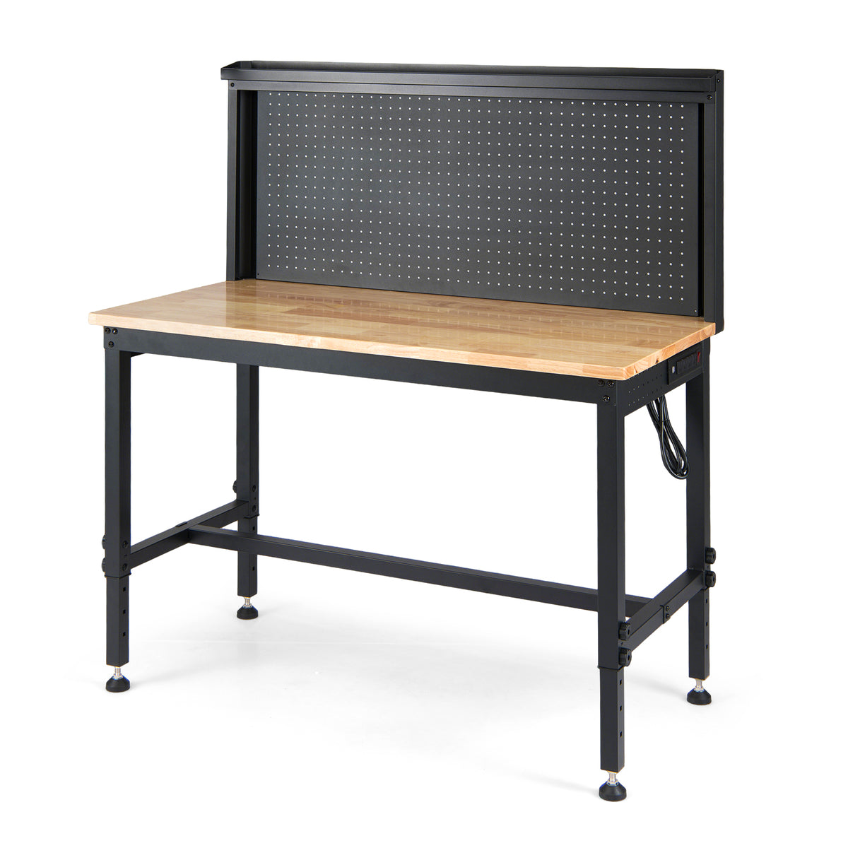 41 Inch Workbench 48 Inch Heavy Duty Workbench with AC/USB Outlets and Pegboard-Natural ...