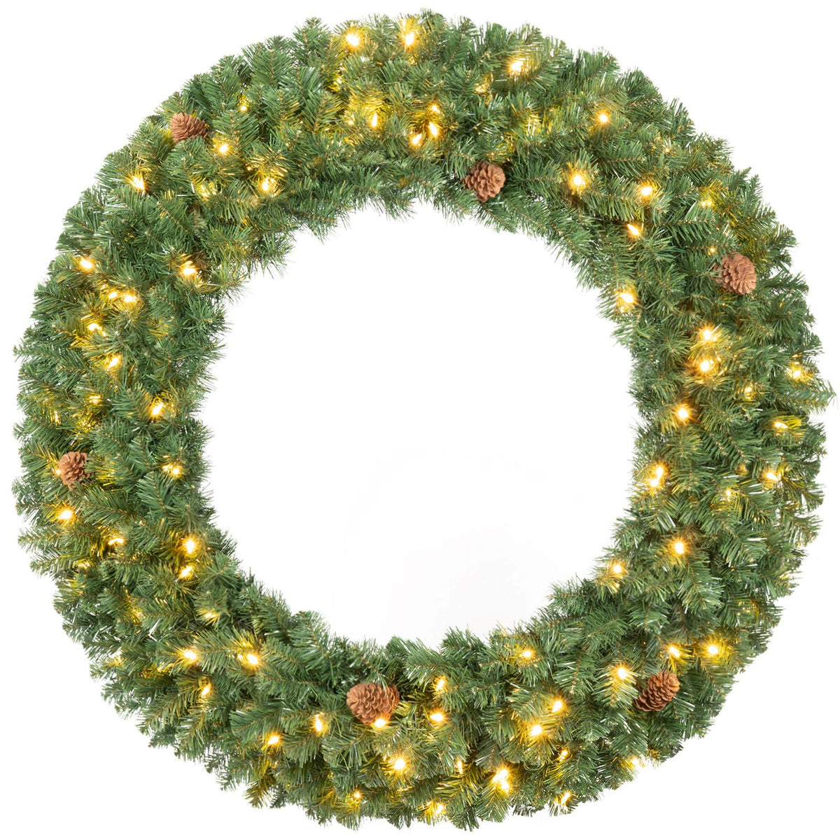 48 Inch Large Pre-Lit Artificial Christmas Wreath-2 Pieces