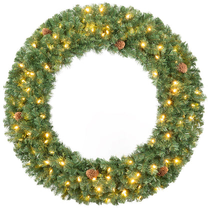 48 Inch Large Pre-Lit Artificial Christmas Wreath-2 Pieces