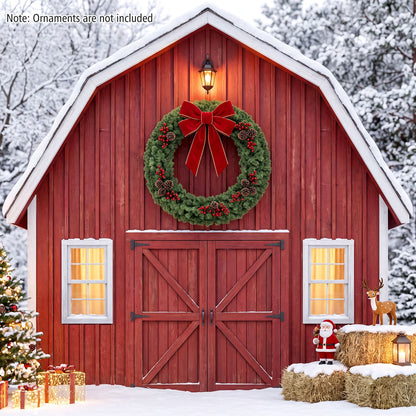 48 Inch Large Pre-Lit Christmas Wreath with 200 Warm White LED Lights Set of 1