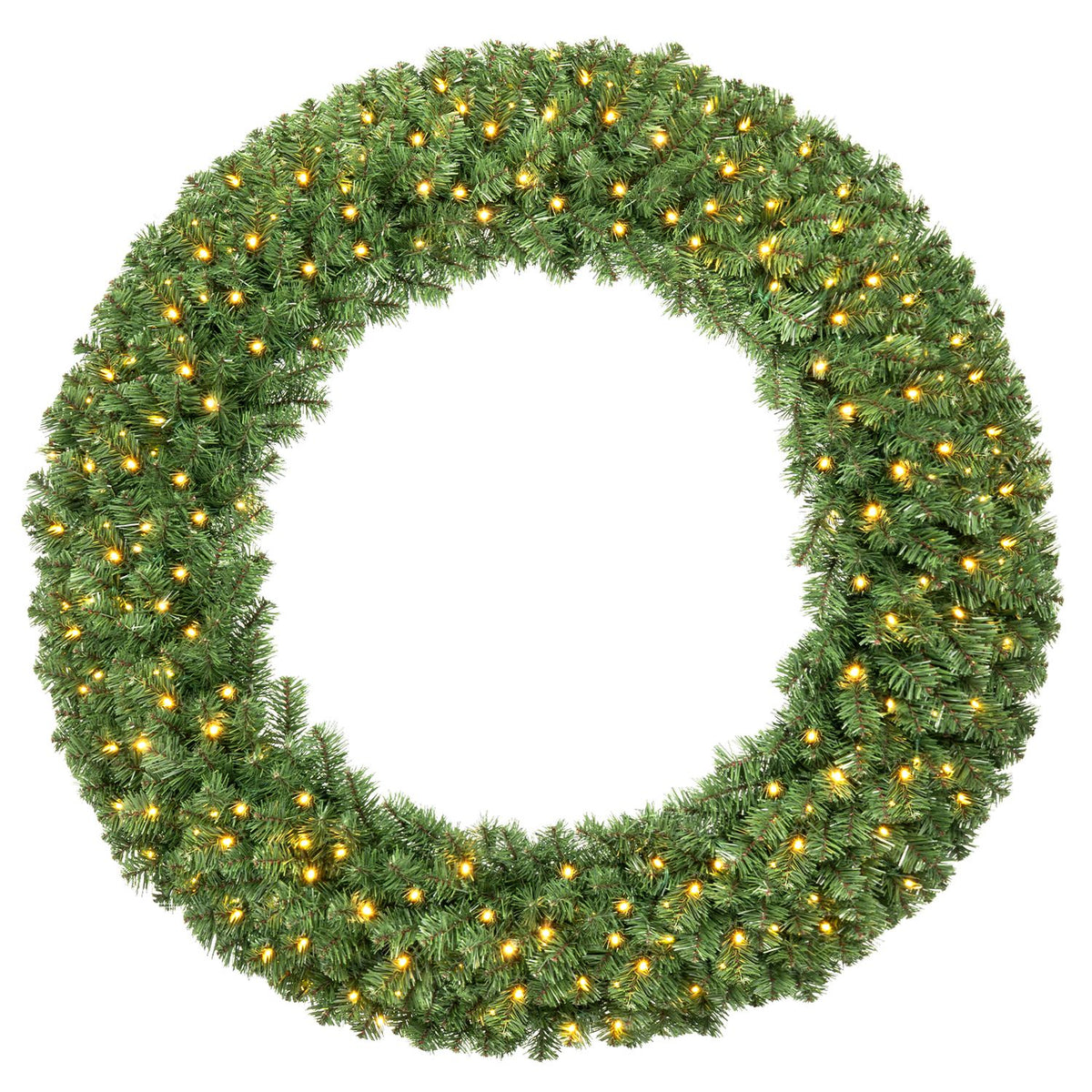 48 Inch Large Pre-Lit Christmas Wreath with 200 Warm White LED Lights Set of 1