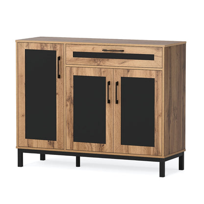 48 Inch Sideboard Buffet Cabinet with Drawer and Metal Legs-Natural