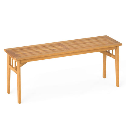 48 Inches Acacia Wood Bench with Breathable Slat Seat and Stable Triangular Structure-2