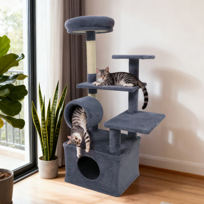 48 Inches Tall Cat Tree Multi-Level Kitten Tower with Large Condo Padded Top Perch-Beige