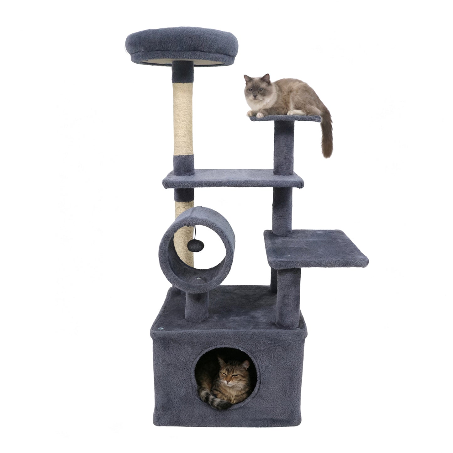48 Inches Tall Cat Tree Multi-Level Kitten Tower with Large Condo Padded Top Perch-Beige