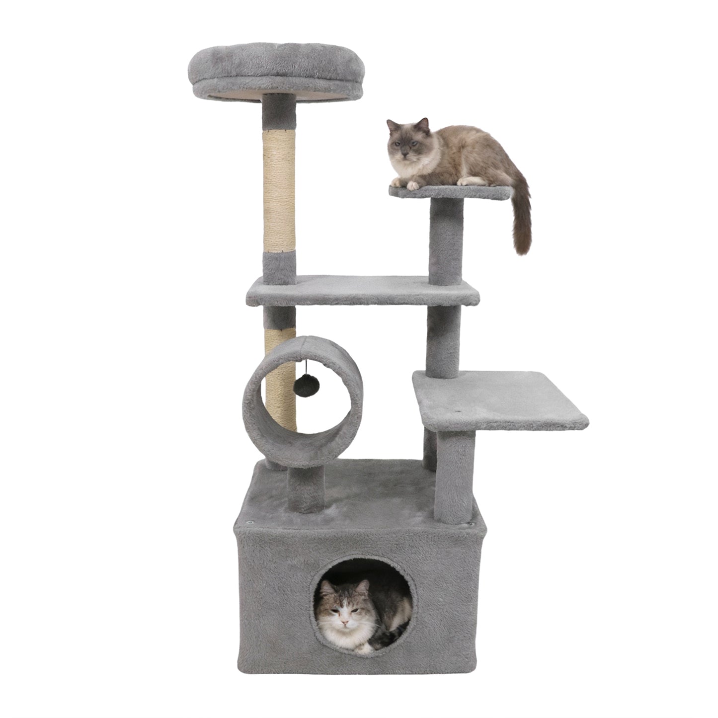 48 Inches Tall Cat Tree Multi-Level Kitten Tower with Large Condo Padded Top Perch-Beige