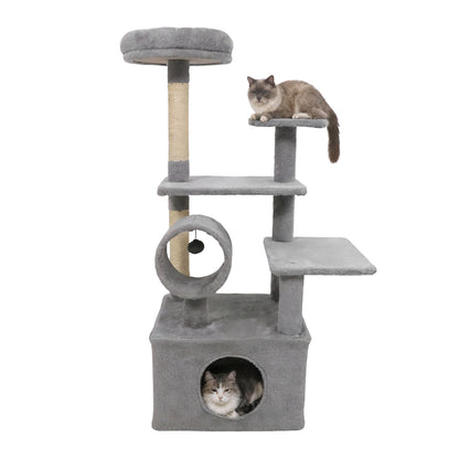 48 Inches Tall Cat Tree Multi-Level Kitten Tower with Large Condo Padded Top Perch-Beige
