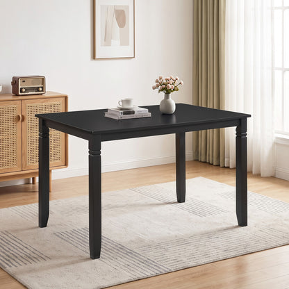 48" Rectangular Kitchen Table with Solid Rubber Wood Legs for Dining Room-Black