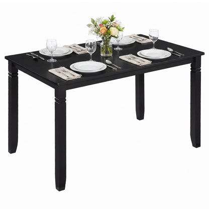 48" Rectangular Kitchen Table with Solid Rubber Wood Legs for Dining Room-Black
