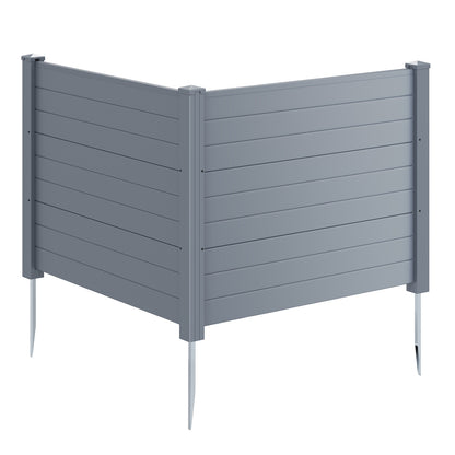 48 x 38 Inch Air Conditioner Fence 2 Panels with Metal Ground Stakes-Gray