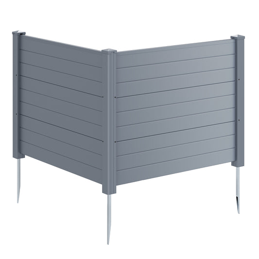 48 x 38 Inch Air Conditioner Fence 2 Panels with Metal Ground Stakes-Gray