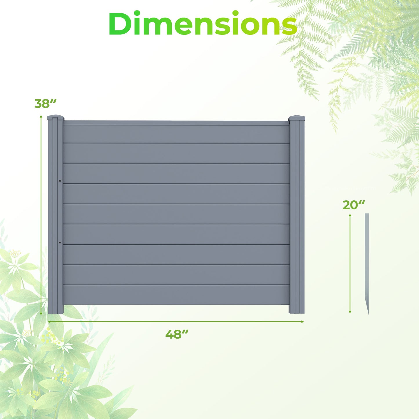 48 x 38 Inch Air Conditioner Fence 2 Panels with Metal Ground Stakes-Gray