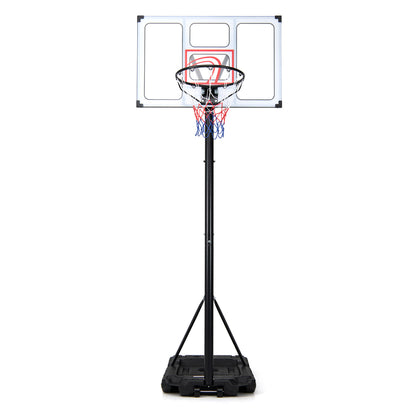 Portable basketball hoop with 10-foot adjustable height, heavy-duty fillable base, from Wilsons Home Store, for outdoor sports.