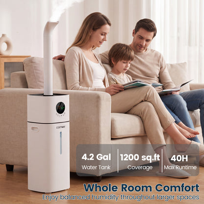 4.2 Gal Cool Mist Humidifier for Bedroom Large Room 1200 sq.ft-White