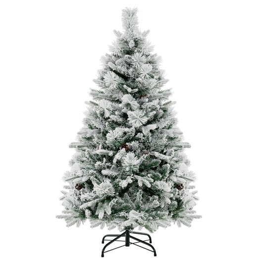 4.5/6/7 Feet Artificial Xmas Tree with Pine Needles and LED Lights-4.5 ft