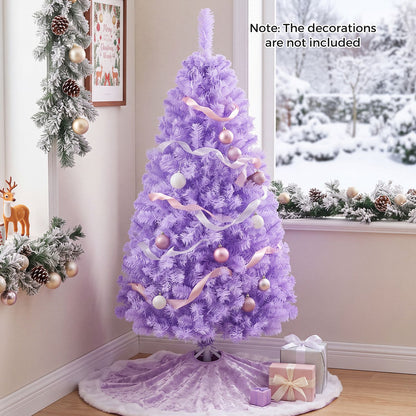 4.5 FT Light Purple Pre-Lit Peacock Blue Christmas Tree with 140 Warm White LED Lights