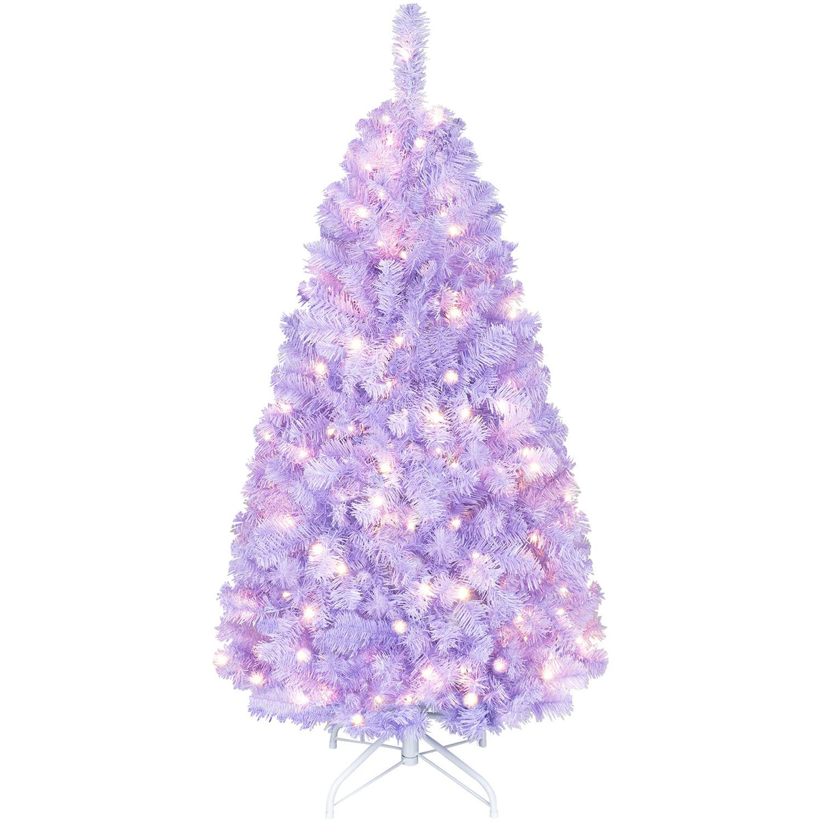 4.5 FT Light Purple Pre-Lit Peacock Blue Christmas Tree with 140 Warm White LED Lights