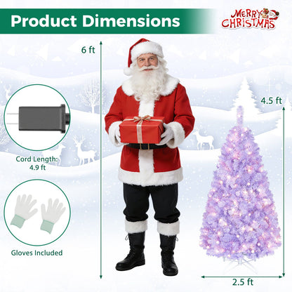 4.5 FT Light Purple Pre-Lit Peacock Blue Christmas Tree with 140 Warm White LED Lights
