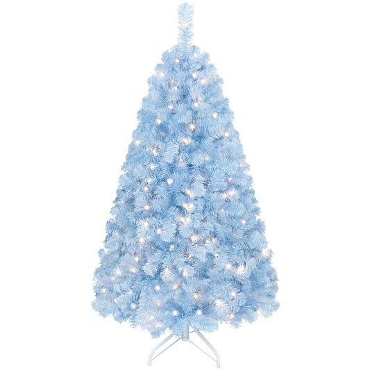 Ice blue 4.5 ft pre-lit Christmas tree with warm white lights, holiday decor by Wilsons Home Store.
