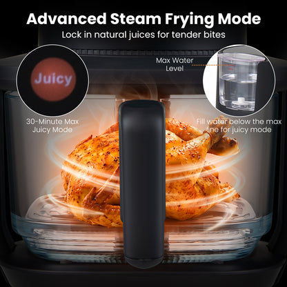 4.5L Glass Air Fryer with Steam Frying Mode-Black