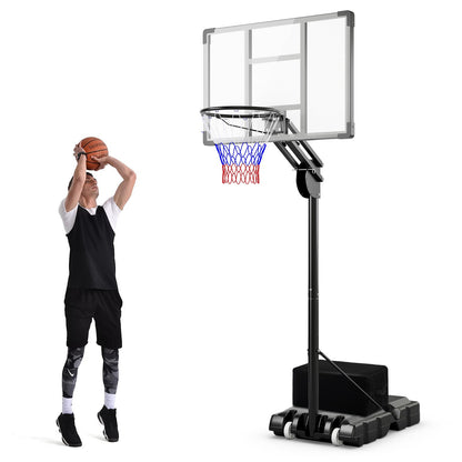 4.9-10 Feet Adjustable Basketball Hoop with Shatterproof Backboard