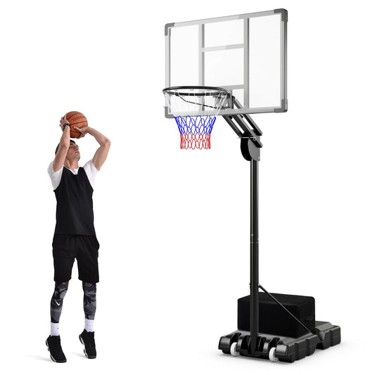 4.9-10 Feet Adjustable Basketball Hoop with Shatterproof Backboard